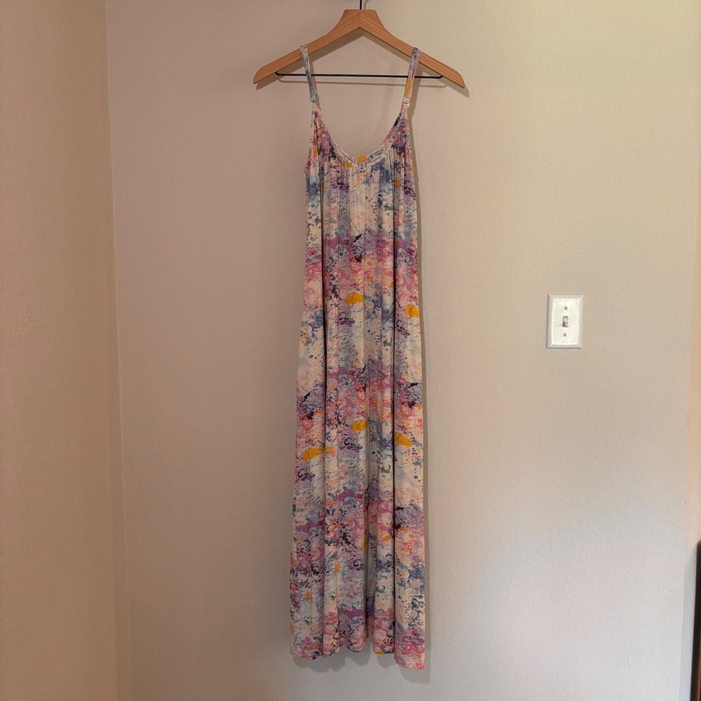Vermilli Maxi Dress XS Modal Abstract Multi Color Hawaii‎ Boho Summer